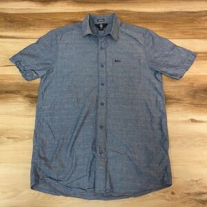 Volcom Shirt Mens Medium Blue Modern Fit Short Sleeve Button Up Casual